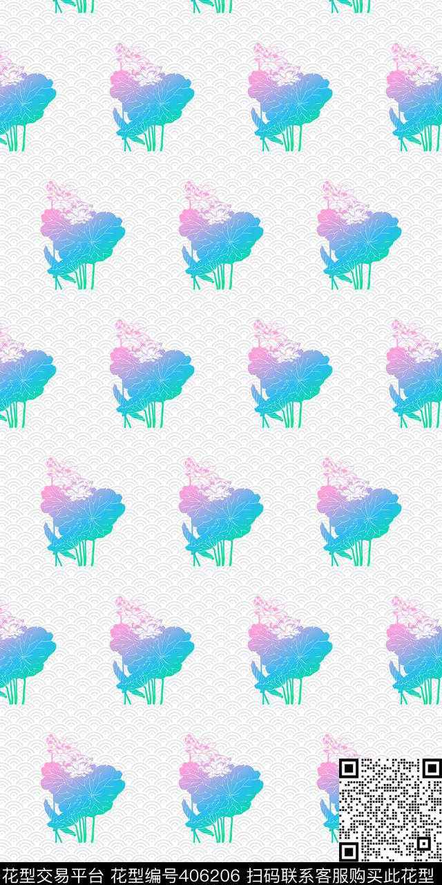 中国风古典荷花传统印花华亿平台下载（图片编号: 406206） - 瓦栏（Walan）