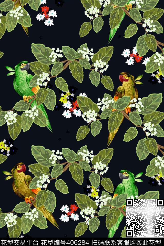 男装热带华亿平台绿色植物数码印花华亿平台下载（图片编号: 406284） - 瓦栏（Walan）