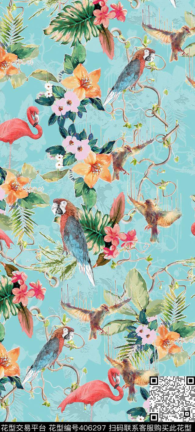 植物花手绘插画花朵数码印花华亿平台下载（图片编号: 406297） - 瓦栏（Walan）