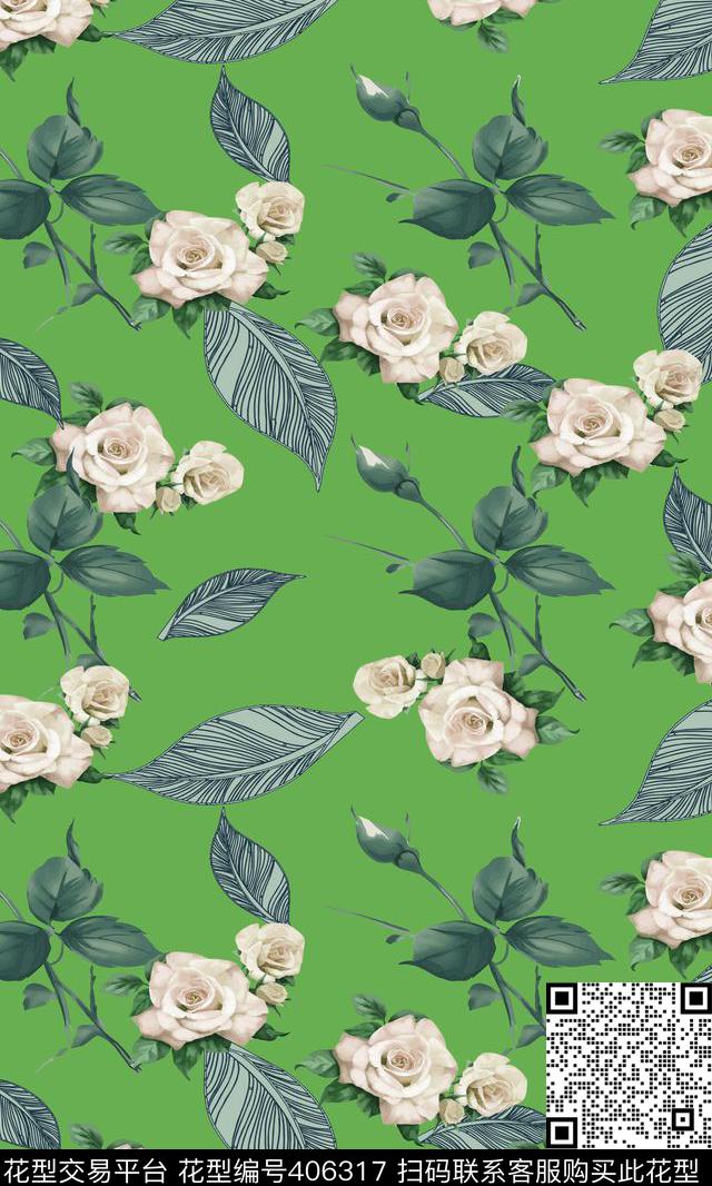 花田园叶子数码印花华亿平台下载（图片编号: 406317） - 瓦栏（Walan）