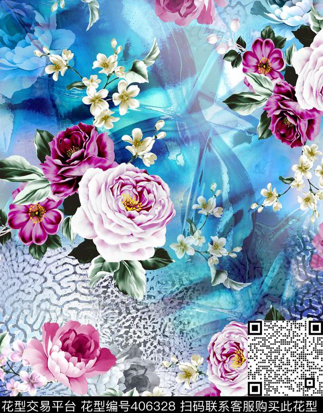 现代花卉科技、花卉数码女装数码印花华亿平台下载（图片编号: 406328） - 瓦栏（Walan）