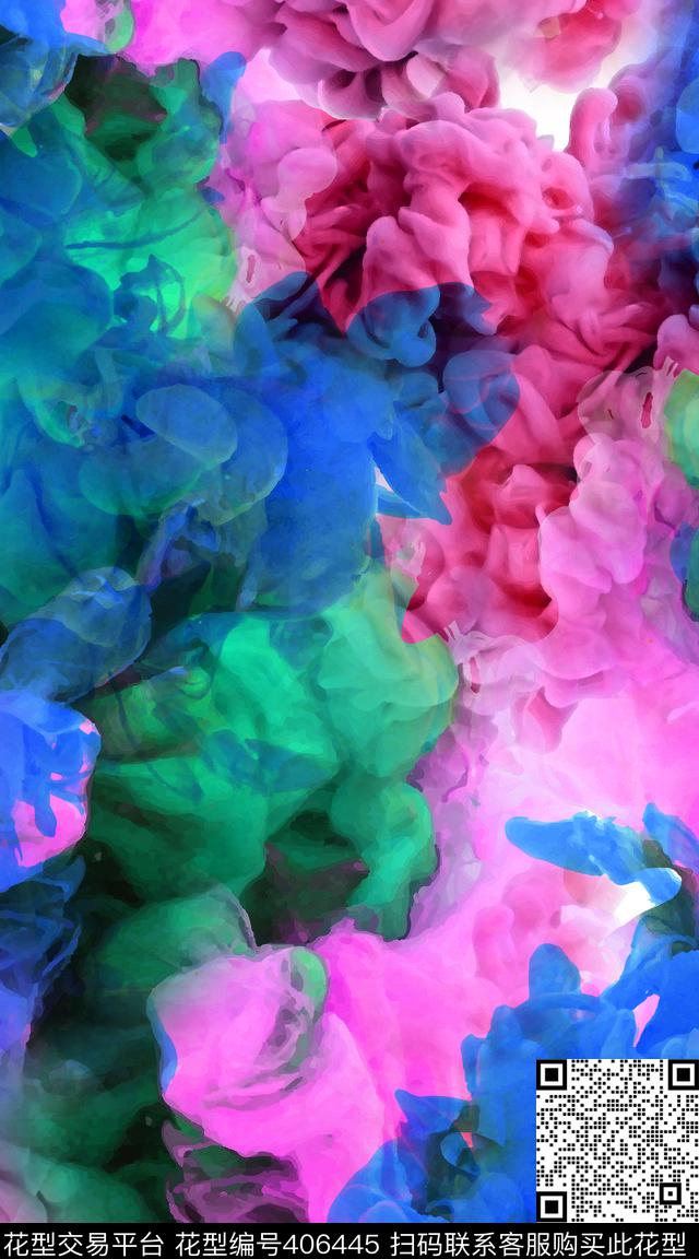 云雾水墨服装数码印花华亿平台下载（图片编号: 406445） - 瓦栏（Walan）