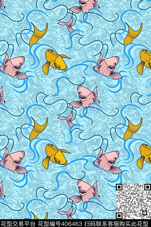 动物鱼鱼儿传统印花华亿平台下载（图片编号: 406463） - 瓦栏（Walan）