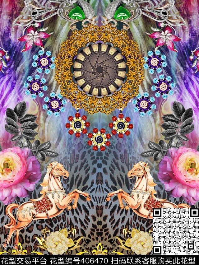 时尚高端豹纹圆盘数码印花华亿平台下载（图片编号: 406470） - 瓦栏（Walan）