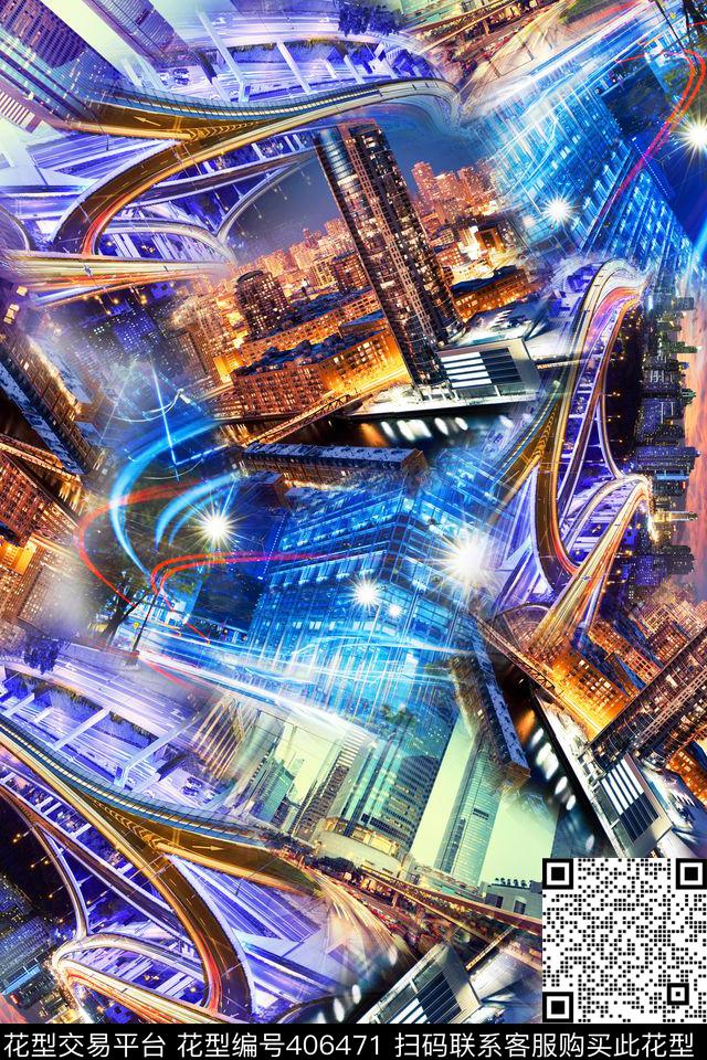 时尚夜景数码印花华亿平台下载（图片编号: 406471） - 瓦栏（Walan）