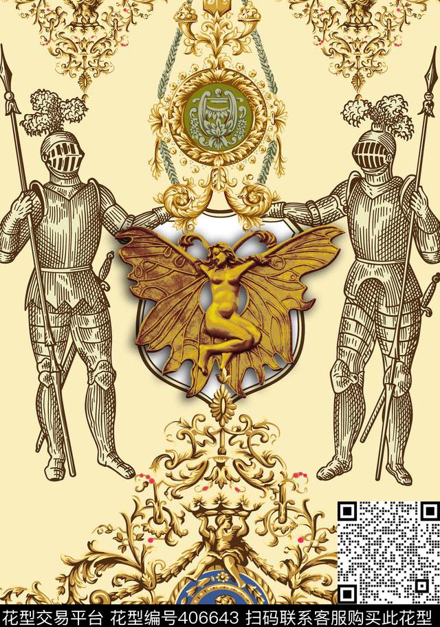 流行时尚手绘欧式欧式复古传统印花华亿平台下载（图片编号: 406643） - 瓦栏（Walan）