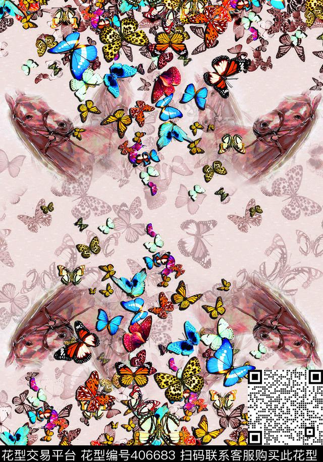 蝴蝶彩色数码印花华亿平台下载（图片编号: 406683） - 瓦栏（Walan）