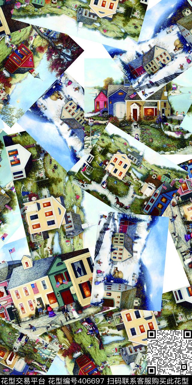 时尚房屋数码印花华亿平台下载（图片编号: 406697） - 瓦栏（Walan）