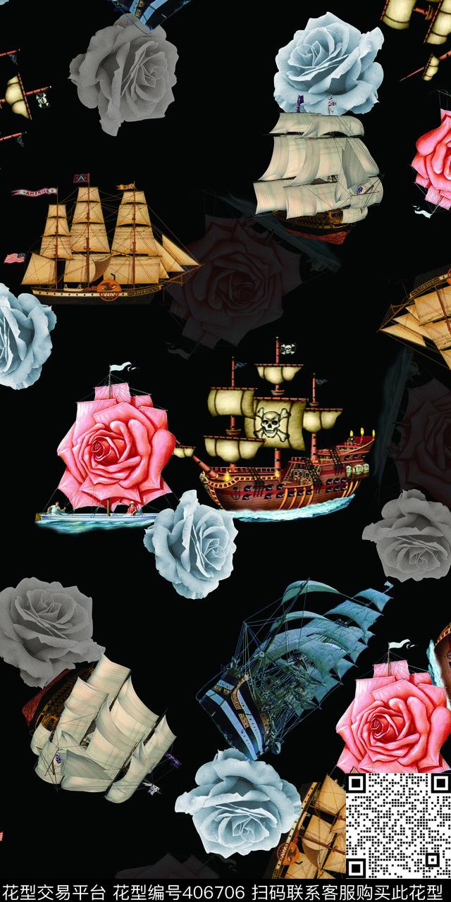 时尚花船数码印花华亿平台下载（图片编号: 406706） - 瓦栏（Walan）