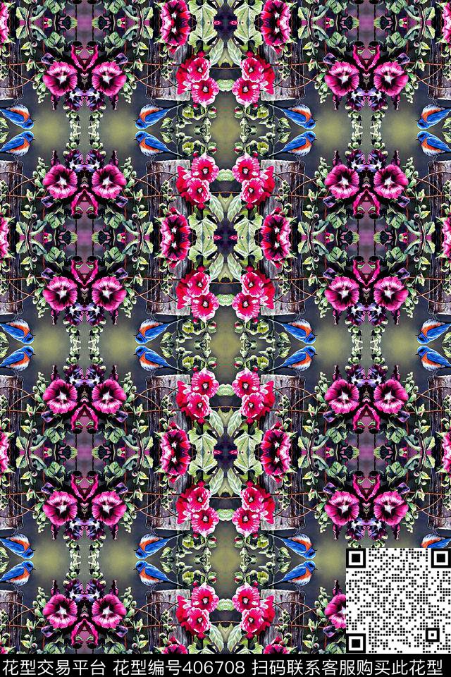 花鸟数码印花华亿平台下载（图片编号: 406708） - 瓦栏（Walan）