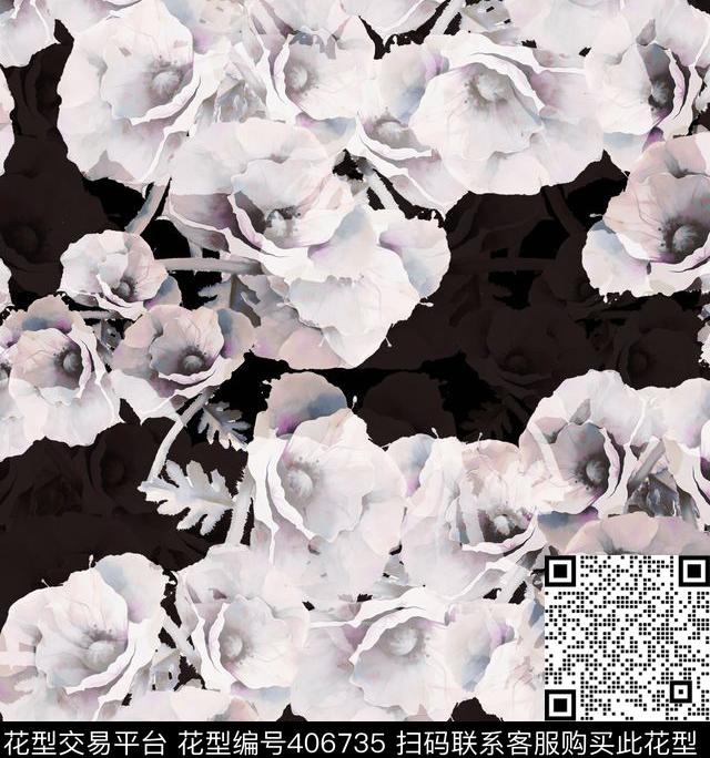 时尚花卉数码印花华亿平台下载（图片编号: 406735） - 瓦栏（Walan）