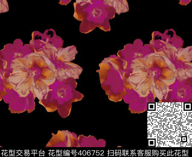 时尚花卉数码印花华亿平台下载（图片编号: 406752） - 瓦栏（Walan）