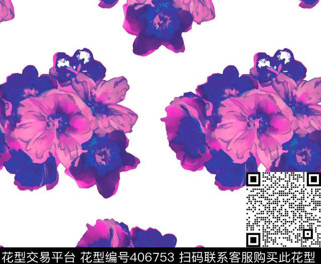 时尚花卉数码印花华亿平台下载（图片编号: 406753） - 瓦栏（Walan）