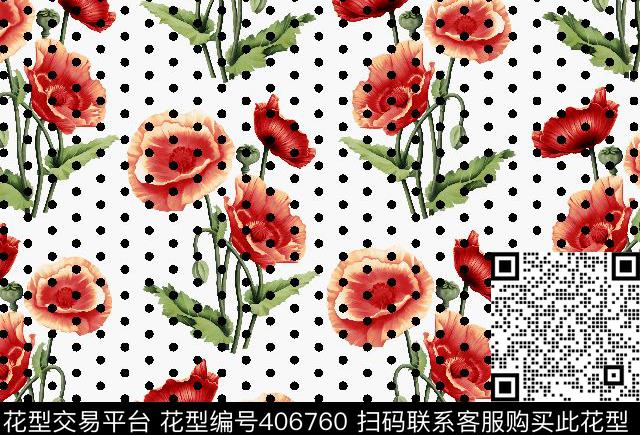 大牌风花卉波点传统印花华亿平台下载（图片编号: 406760） - 瓦栏（Walan）