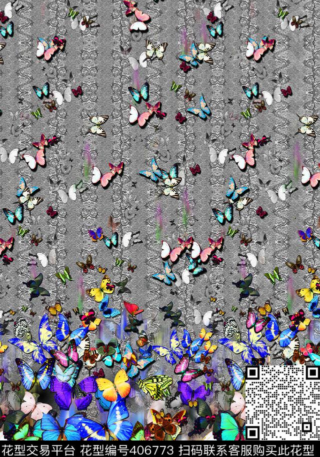 蝴蝶彩数码印花华亿平台下载（图片编号: 406773） - 瓦栏（Walan）