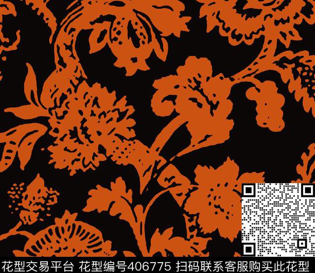 宫廷风花纹欧式传统印花华亿平台下载（图片编号: 406775） - 瓦栏（Walan）