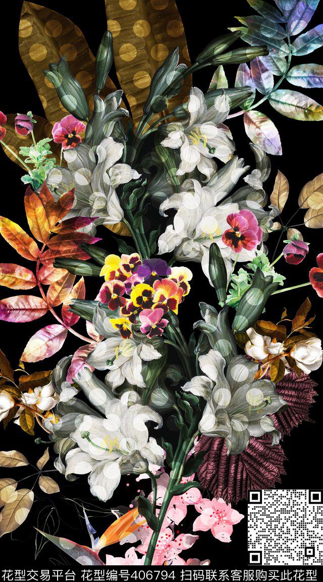 定位服装花卉数码印花华亿平台下载（图片编号: 406794） - 瓦栏（Walan）