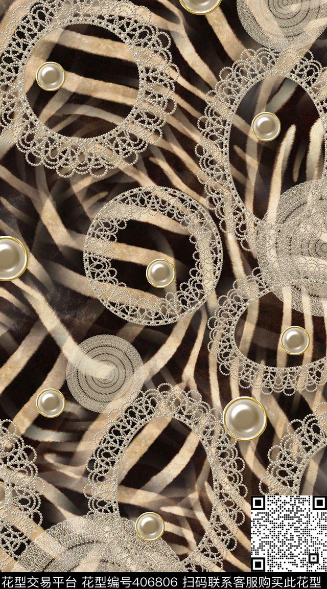 斑马纹时尚珠宝数码印花华亿平台下载（图片编号: 406806） - 瓦栏（Walan）