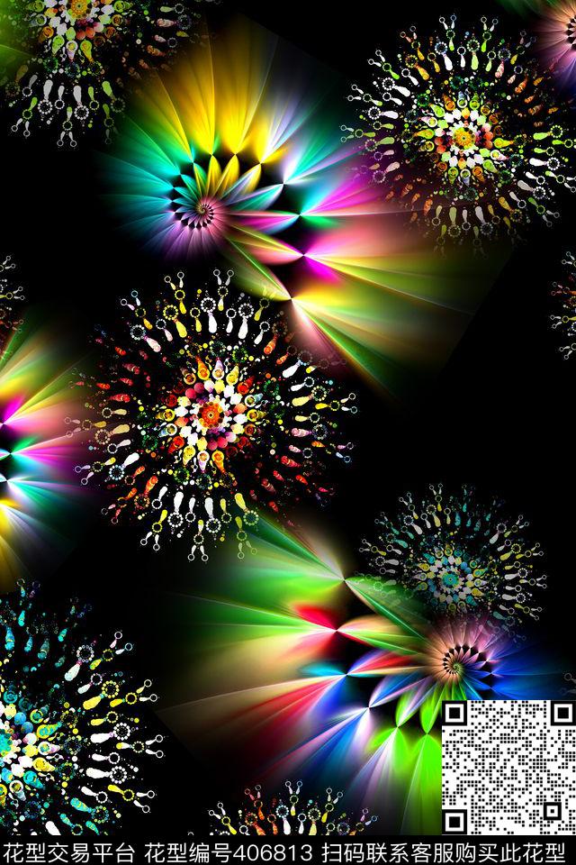 抽象炫彩纹理数码印花华亿平台下载（图片编号: 406813） - 瓦栏（Walan）