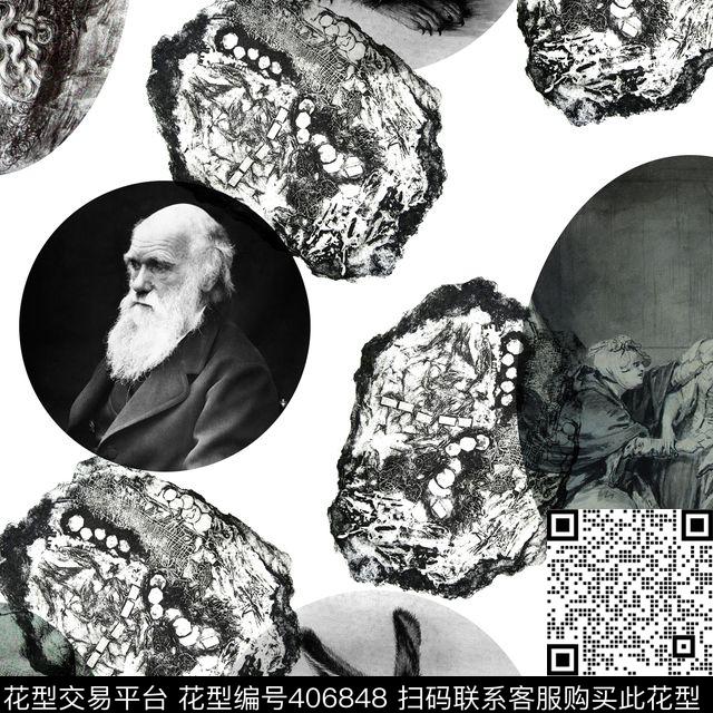 潮流达尔文复古数码印花华亿平台下载（图片编号: 406848） - 瓦栏（Walan）