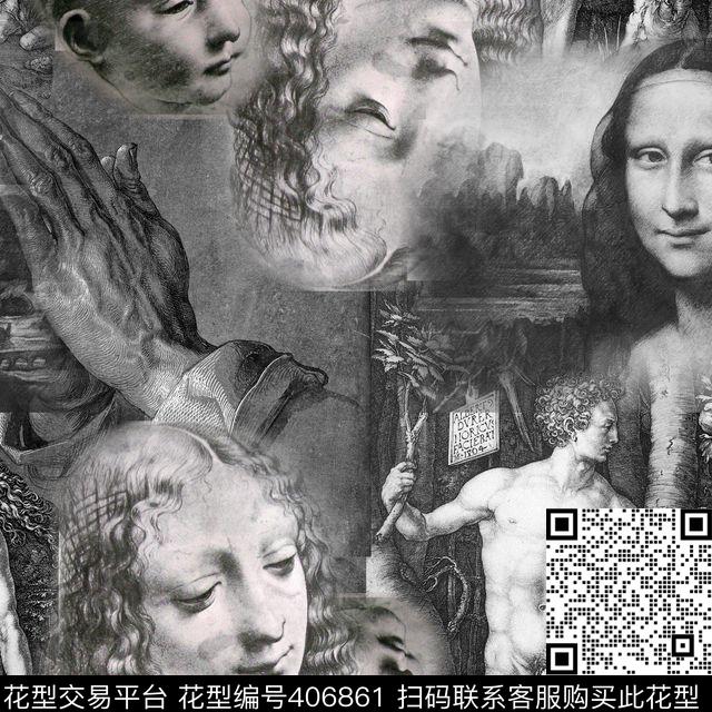 潮流抽象复古数码印花华亿平台下载（图片编号: 406861） - 瓦栏（Walan）