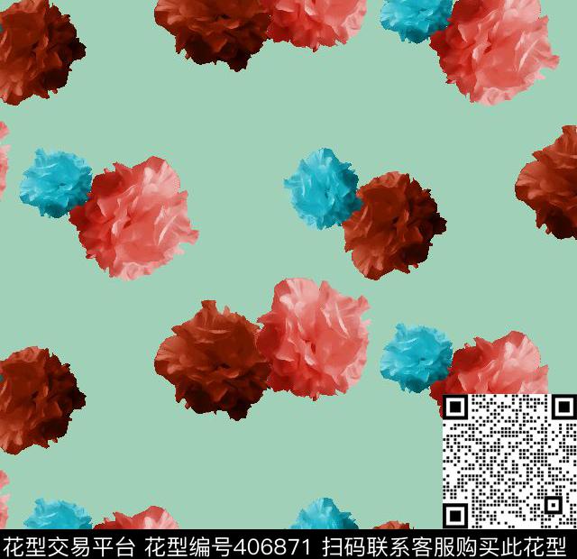 时尚花卉数码印花华亿平台下载（图片编号: 406871） - 瓦栏（Walan）
