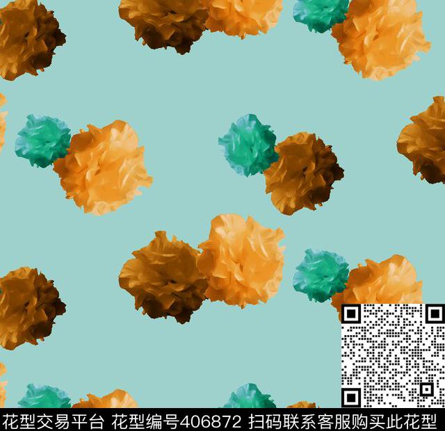 时尚花卉数码印花华亿平台下载（图片编号: 406872） - 瓦栏（Walan）
