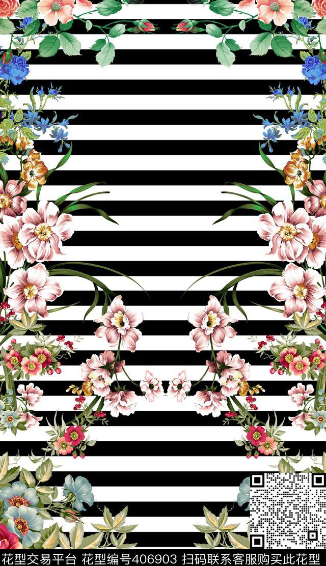 鸟花小碎花兰花数码印花华亿平台下载（图片编号: 406903） - 瓦栏（Walan）