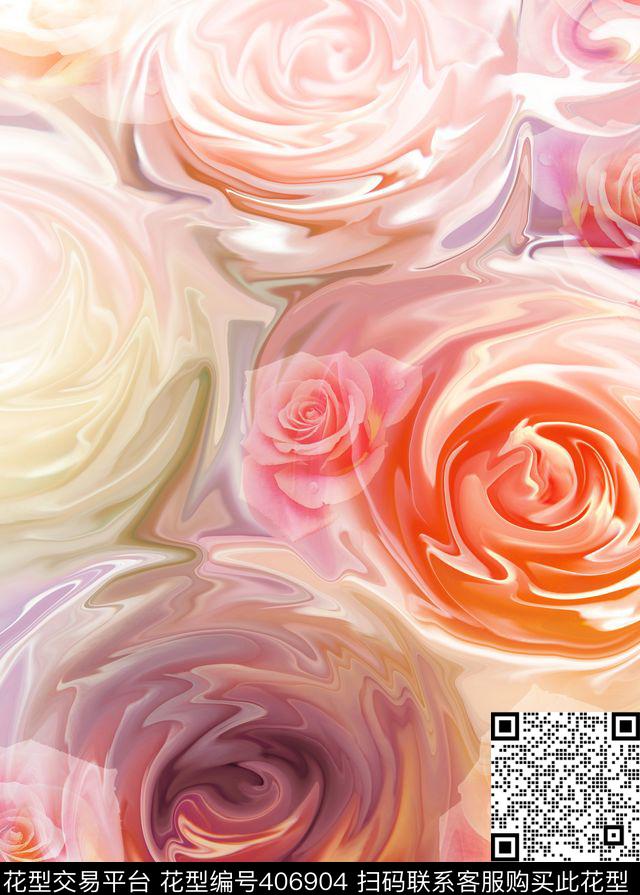 手绘花花朵3D数码印花华亿平台下载（图片编号: 406904） - 瓦栏（Walan）