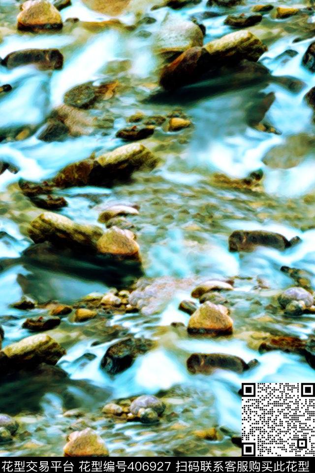 抽象石头溪流数码印花华亿平台下载（图片编号: 406927） - 瓦栏（Walan）