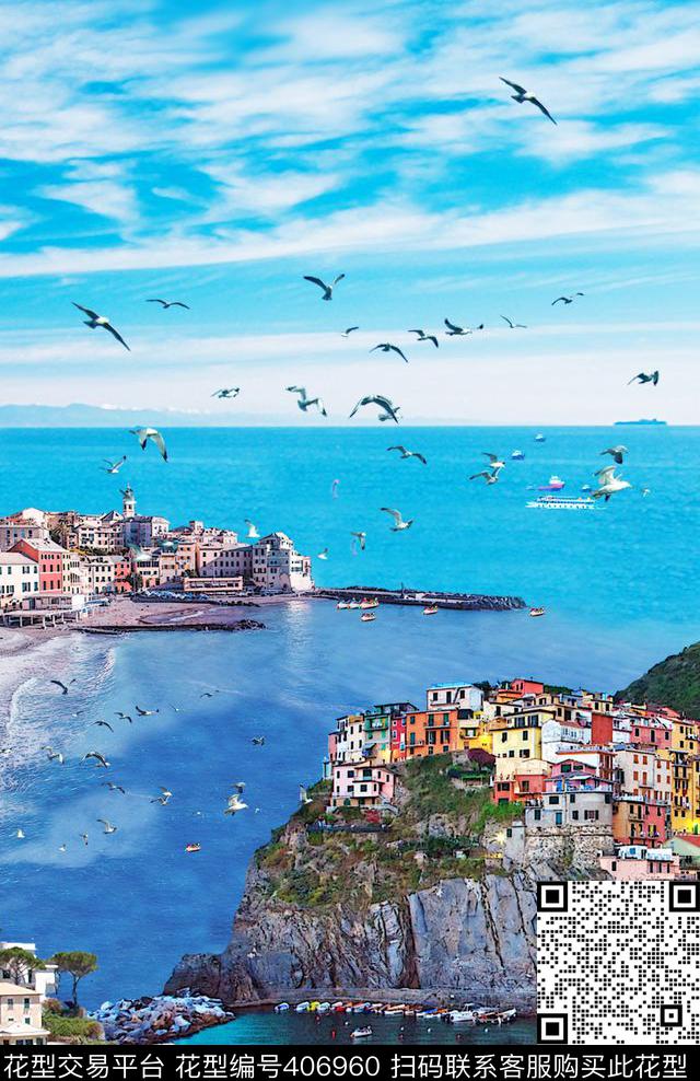 山川热带风房子数码印花华亿平台下载（图片编号: 406960） - 瓦栏（Walan）