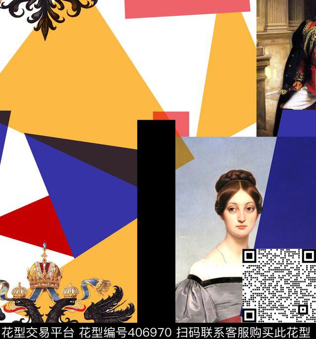 潮流潮流华亿平台抽象数码印花华亿平台下载（图片编号: 406970） - 瓦栏（Walan）