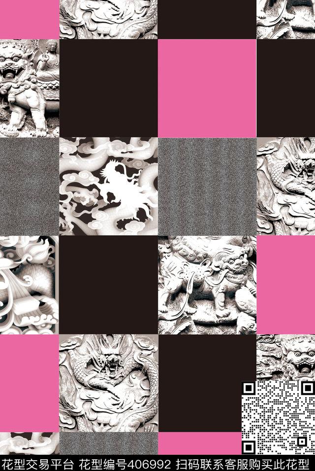 格格纹几何传统印花华亿平台下载（图片编号: 406992） - 瓦栏（Walan）