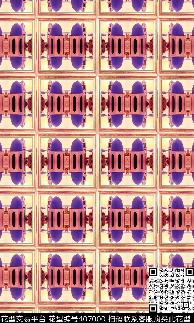 色块写意几何机理传统印花华亿平台下载（图片编号: 407000） - 瓦栏（Walan）