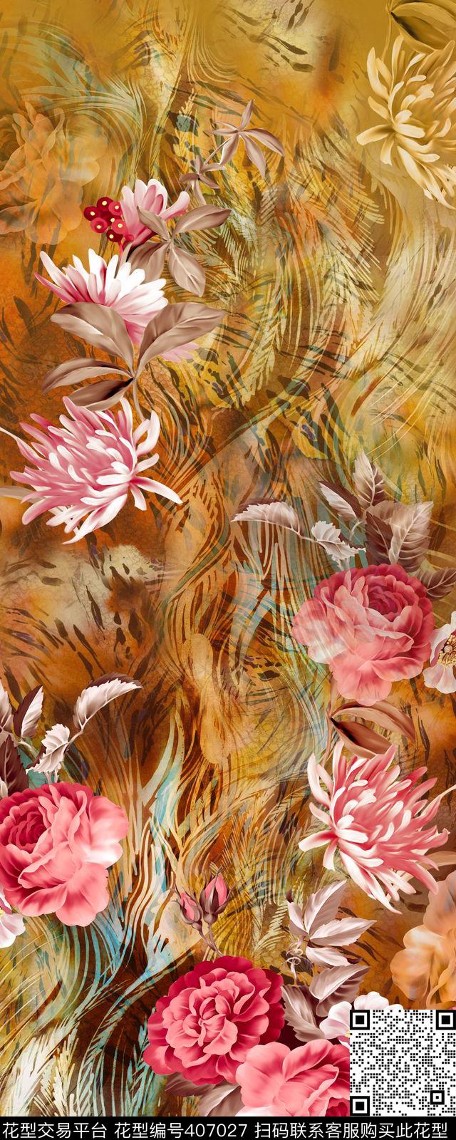 混合风格花卉数码、女装数码印花华亿平台下载（图片编号: 407027） - 瓦栏（Walan）