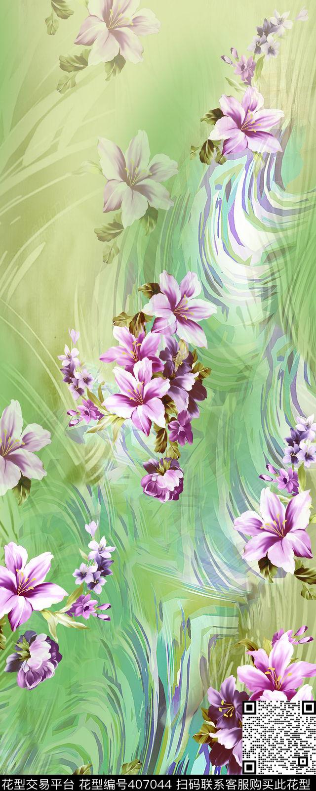 混合风格花卉数码数码印花华亿平台下载（图片编号: 407044） - 瓦栏（Walan）
