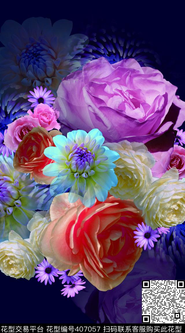 定位花卉微距数码印花华亿平台下载（图片编号: 407057） - 瓦栏（Walan）