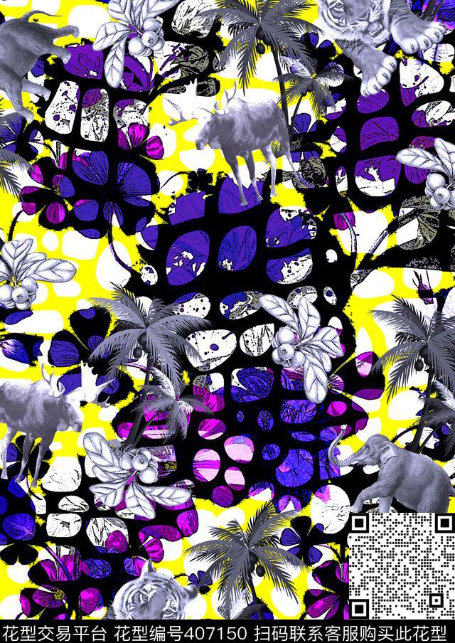 豹纹丛林动物数码印花华亿平台下载（图片编号: 407150） - 瓦栏（Walan）