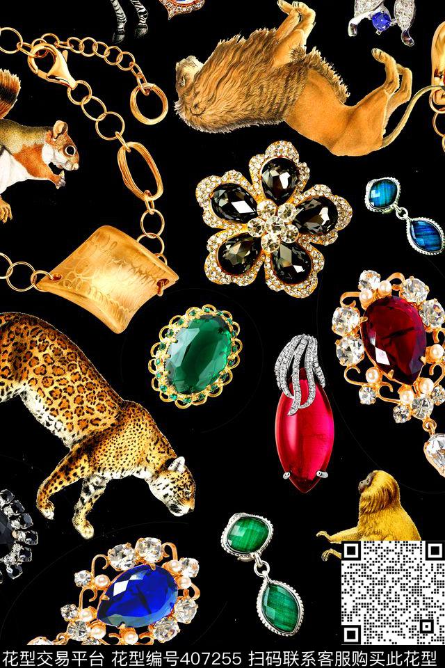 欧式珠宝动物数码印花华亿平台下载（图片编号: 407255） - 瓦栏（Walan）