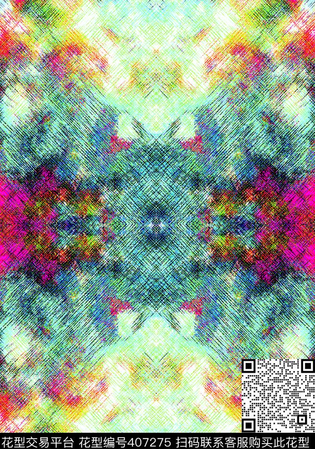 布纹彩虹梦幻数码印花华亿平台下载（图片编号: 407275） - 瓦栏（Walan）