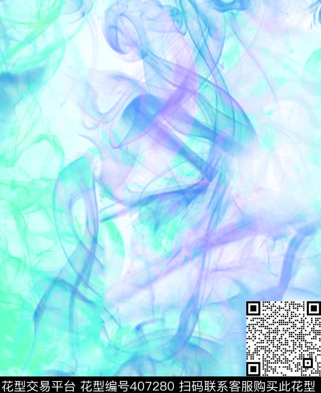 印花抽象烟雾数码印花华亿平台下载（图片编号: 407280） - 瓦栏（Walan）