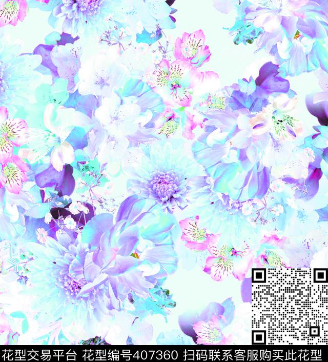 优雅清新花卉印花数码印花华亿平台下载（图片编号: 407360） - 瓦栏（Walan）