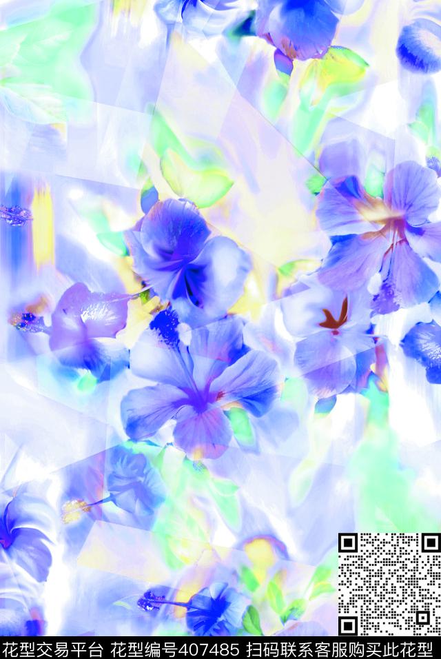 小清新喇叭花图案华亿平台设计数码印花华亿平台下载（图片编号: 407485） - 瓦栏（Walan）