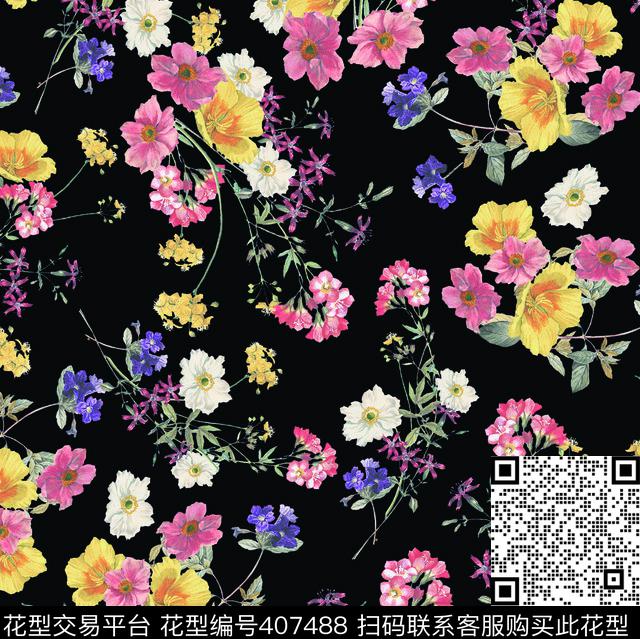 小清新花卉图案华亿平台设计传统印花华亿平台下载（图片编号: 407488） - 瓦栏（Walan）