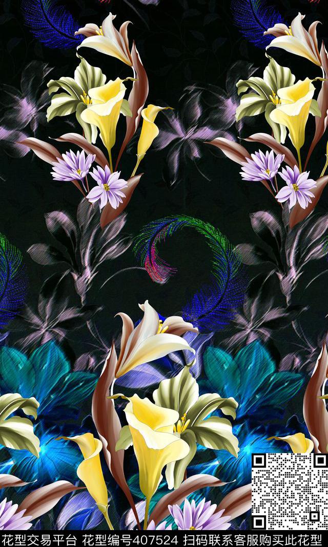 定位花卉数码印花华亿平台下载（图片编号: 407524） - 瓦栏（Walan）