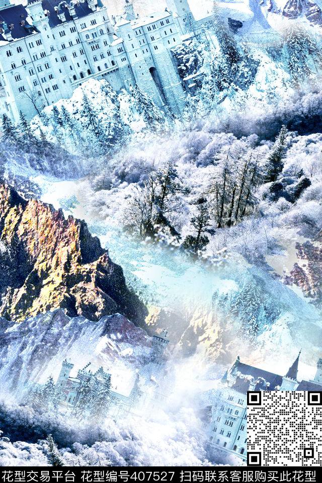 大牌冰川风景数码印花华亿平台下载（图片编号: 407527） - 瓦栏（Walan）