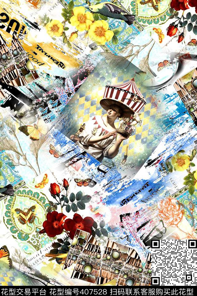 休闲春夏花卉数码印花华亿平台下载（图片编号: 407528） - 瓦栏（Walan）