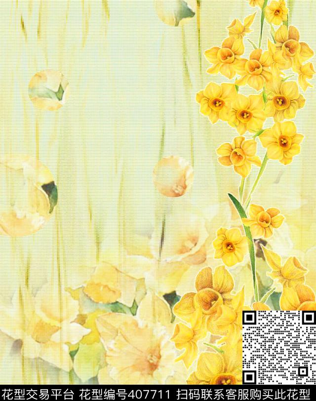 花欧式田园数码印花华亿平台下载（图片编号: 407711） - 瓦栏（Walan）