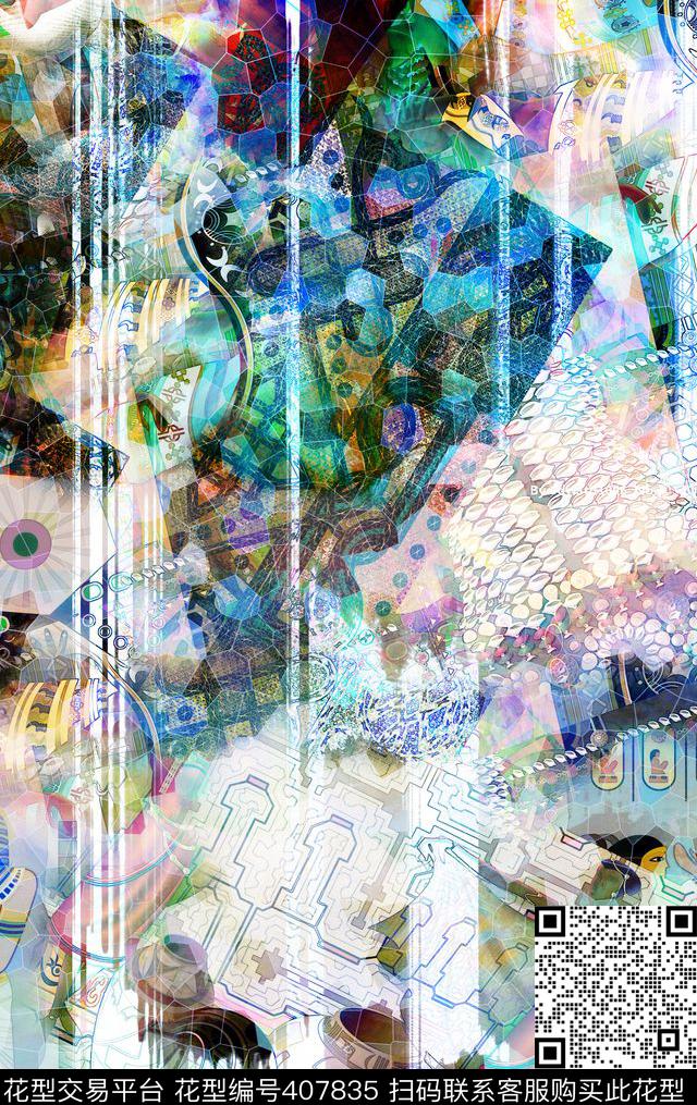 抽象人物sunday_抽象个性系列数码印花华亿平台下载（图片编号: 407835） - 瓦栏（Walan）