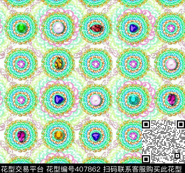 几何钻石流行时尚数码印花华亿平台下载（图片编号: 407862） - 瓦栏（Walan）